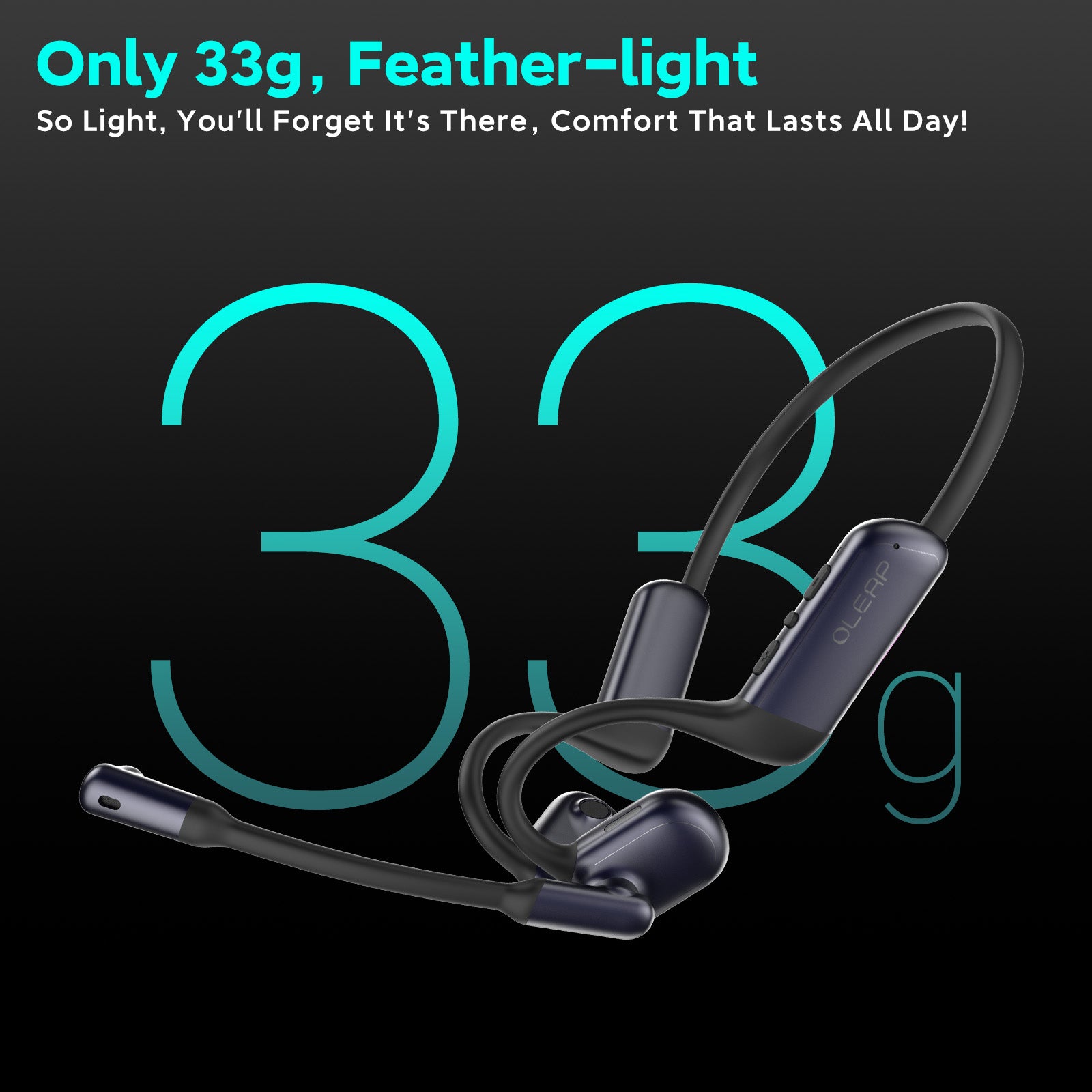 OLEAP P200b Pro ENC 50dB Noise Cancelling Mic Open Ear Headset, Bluetooth 5.3