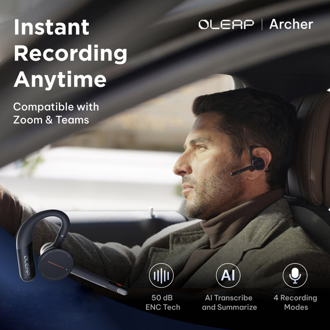 Oleap Archer AI Meeting Headset with Noise Microphone