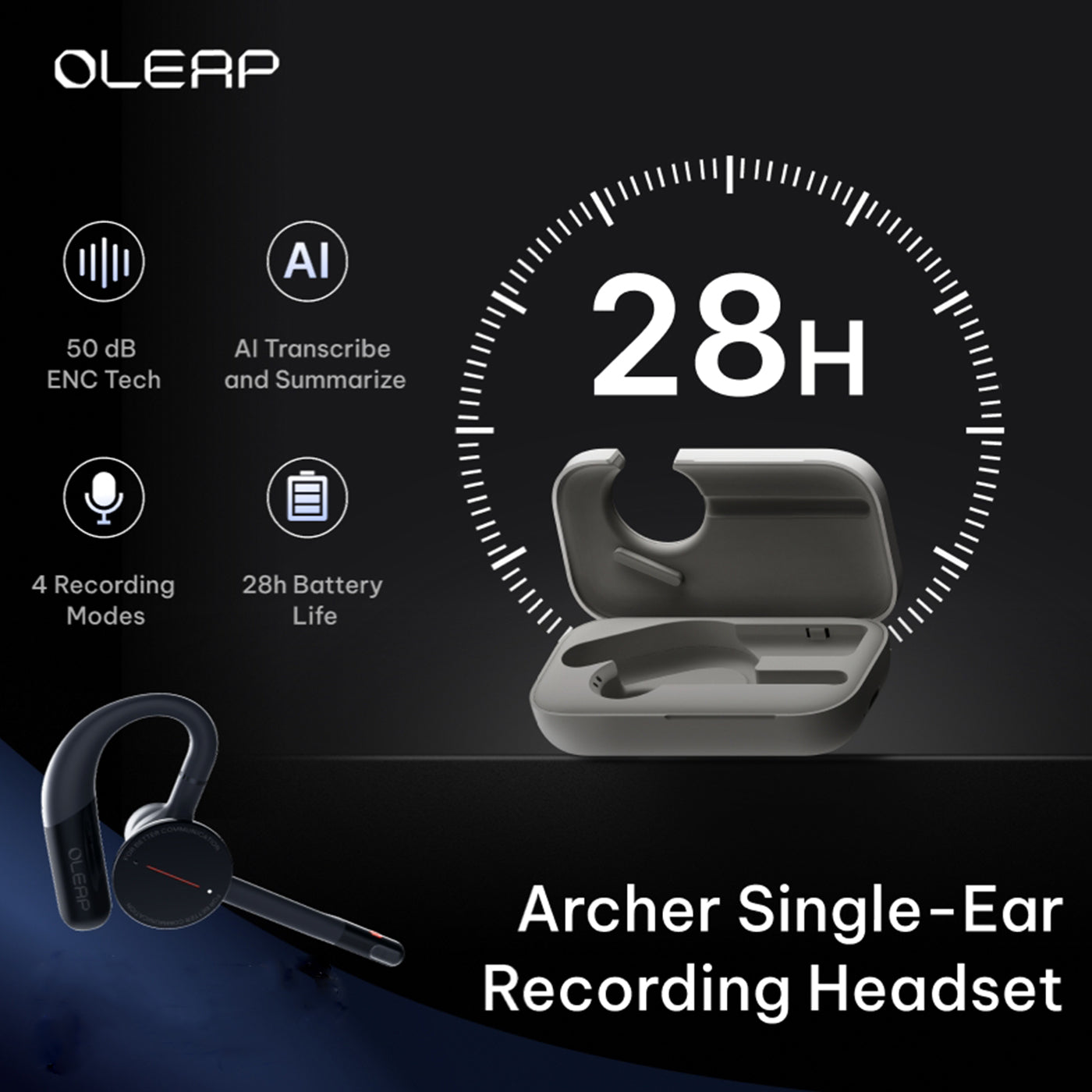 Oleap Archer AI Meeting Headset with Noise Microphone