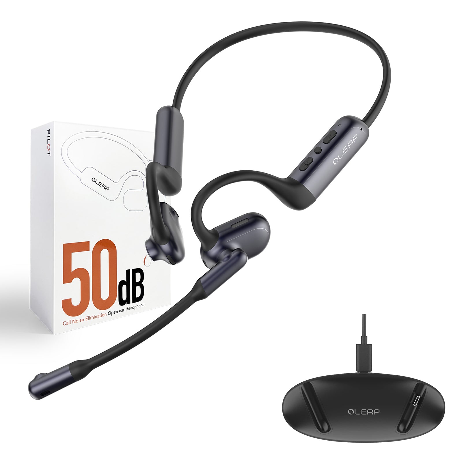 OLEAP PILOT オープンイヤー型Bluetoothヘッドセット Oleap Pilot: Open-Ear Business Headset with Mic & ENC